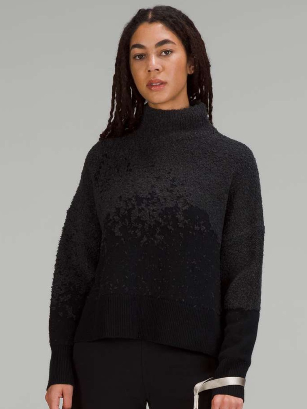 lululemon athletica Black Grey Ombré Textured Turtleneck Sweater Size 8